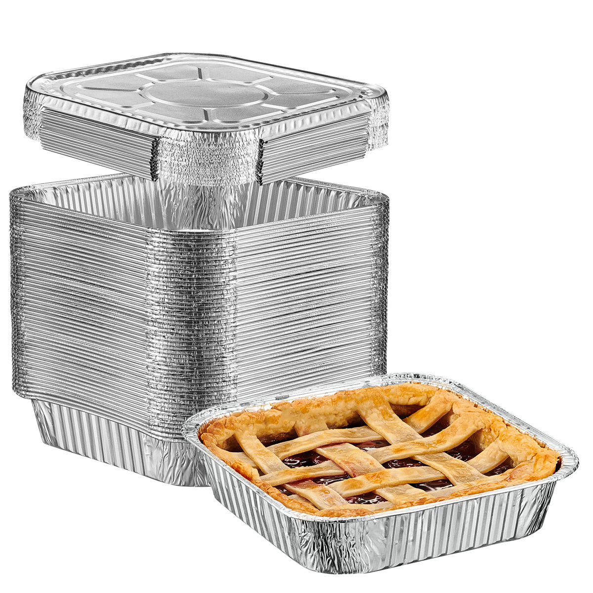 8x8 Square Foil Pans with Lids