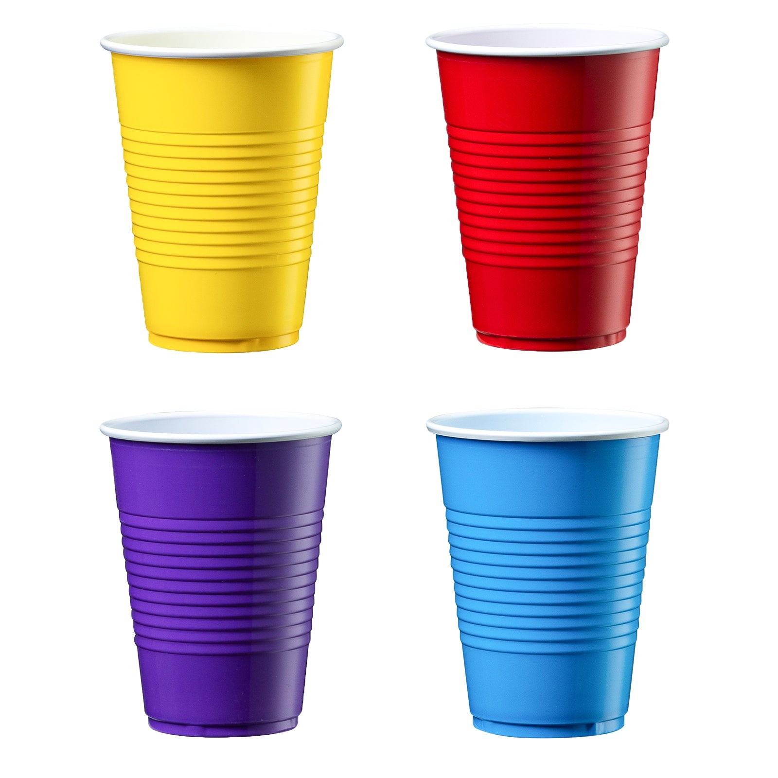 [Case of] Disposable Party Plastic Cups 9 oz. Assorted Colors Drinking Cups