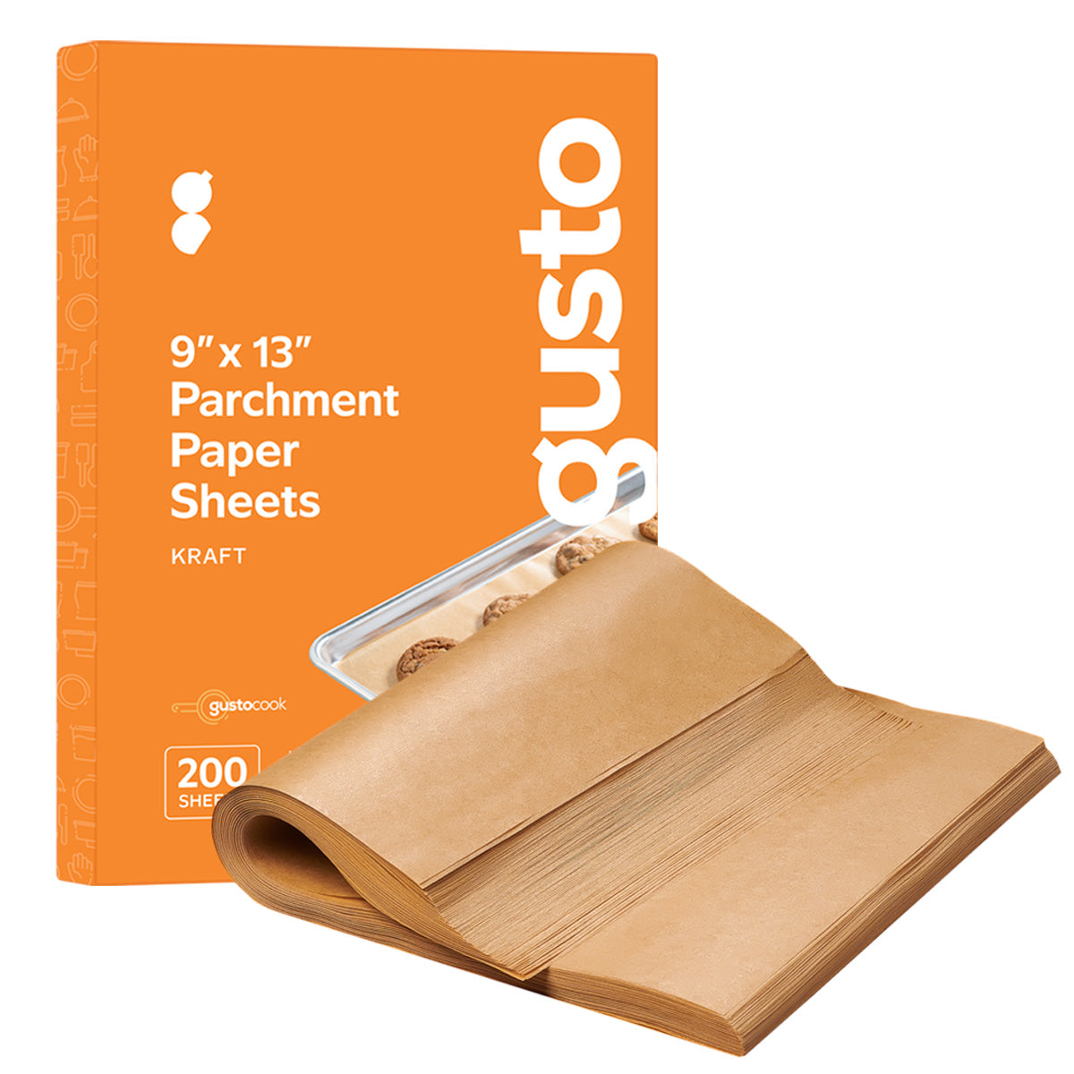 [9 x 13 Inch] Precut Baking Parchment Paper Sheets Unbleached Non-Stick Sheets - Kraft - Comfy Package