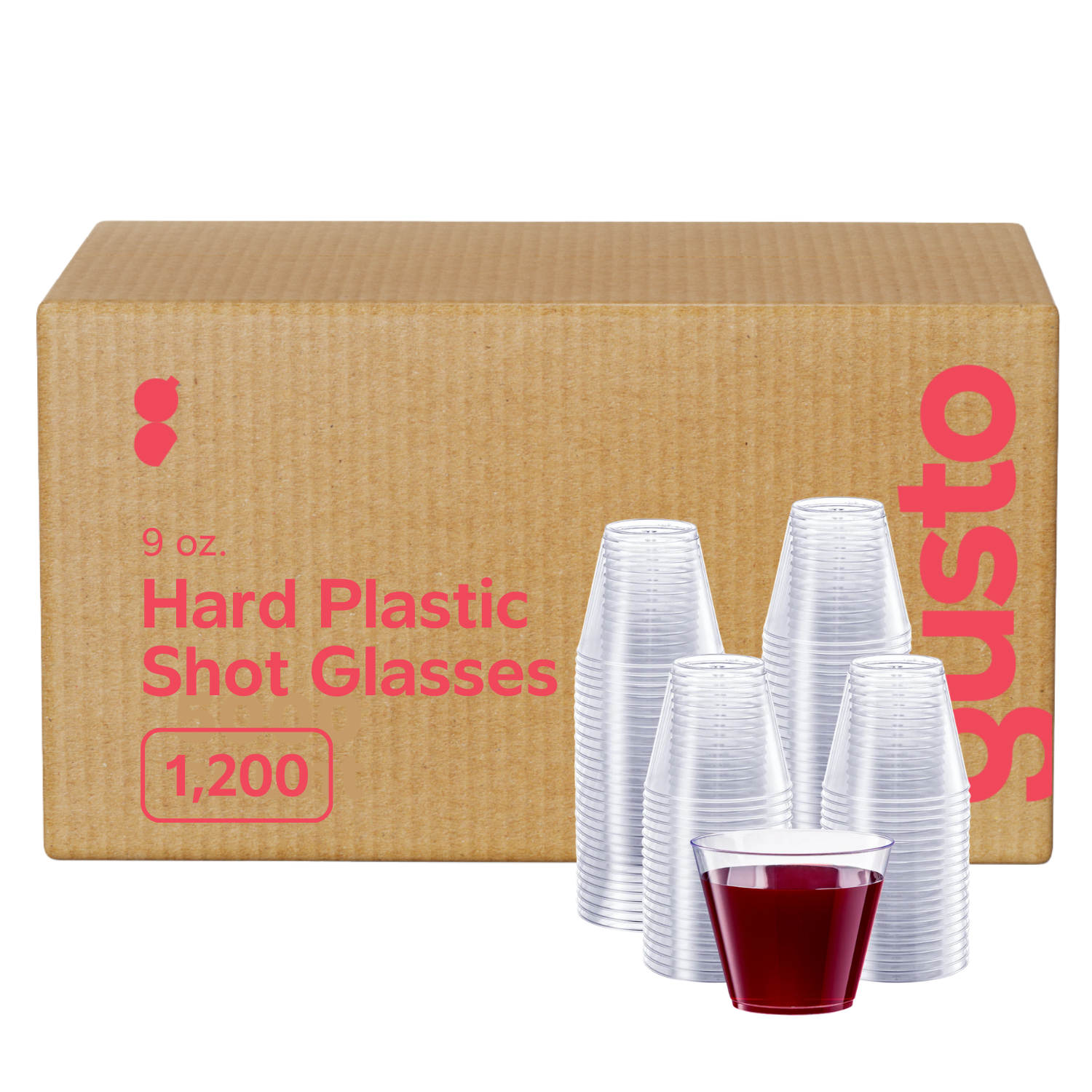 [Case of] Clear Hard Plastic Cups / Tumblers [9 oz. Squat] Small Disposable Party Cocktail Glasses