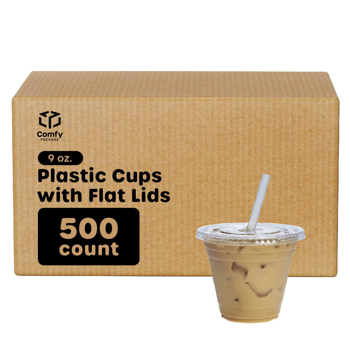 [Case of 500] 9 oz. Crystal Clear PET Plastic Cups With Lids