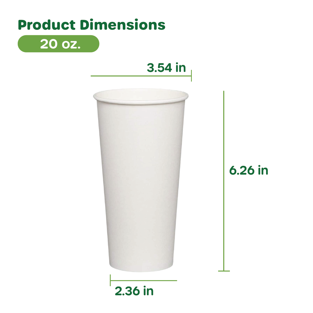 20 oz. White Paper Hot Cups Coffee & Tea Cups