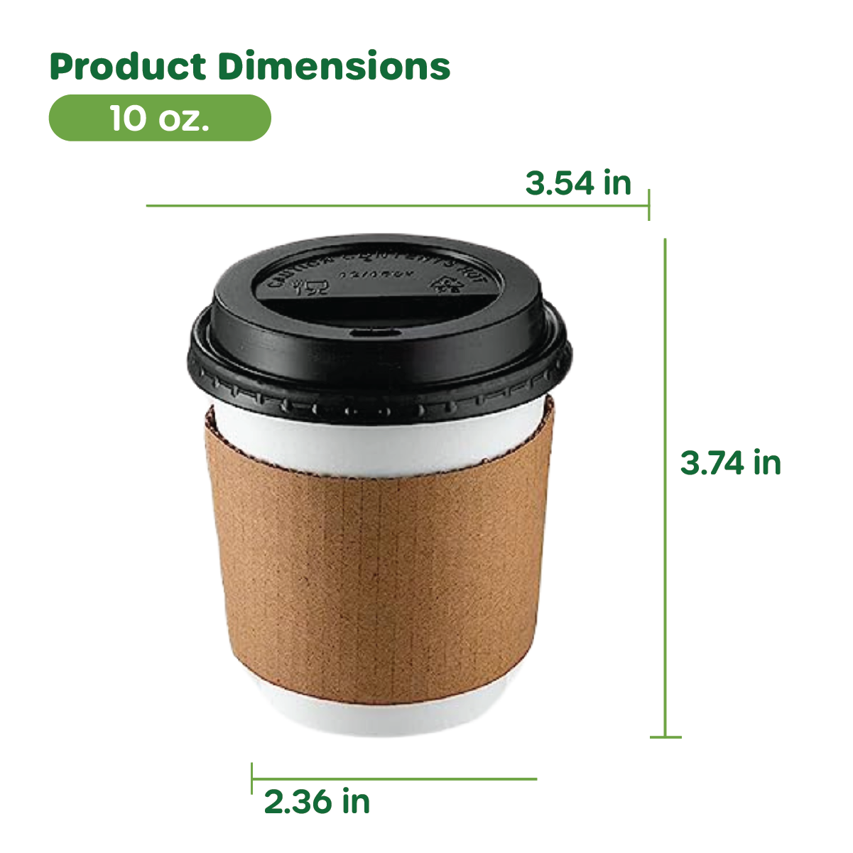 10 oz. Disposable Coffee Cups with Lids, Sleeves, Stirrers - To Go Paper Hot Cups