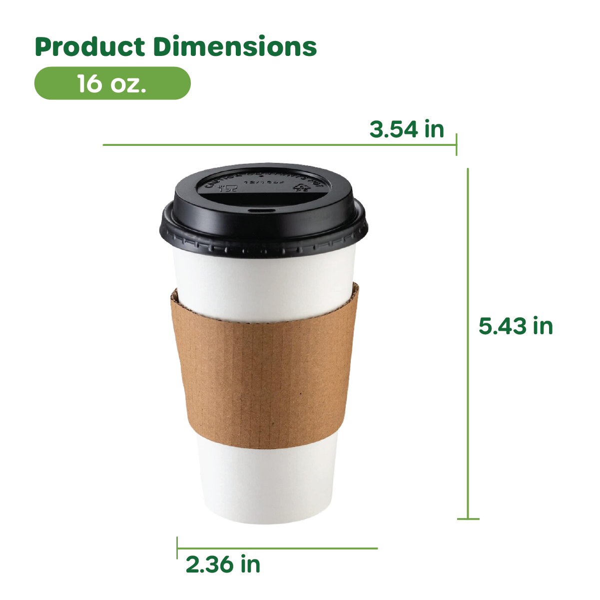 [Case of 300] 16 oz. Disposable Coffee Cups with Lids, Sleeves, Stirrers - To Go Paper Hot Cups