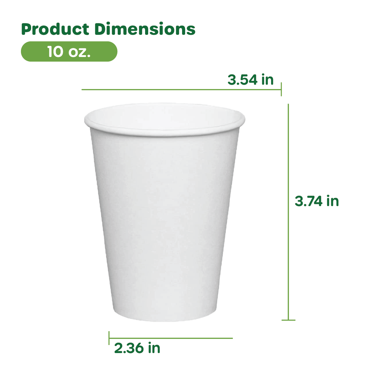 10 oz. (Squat) White Paper Hot Cups