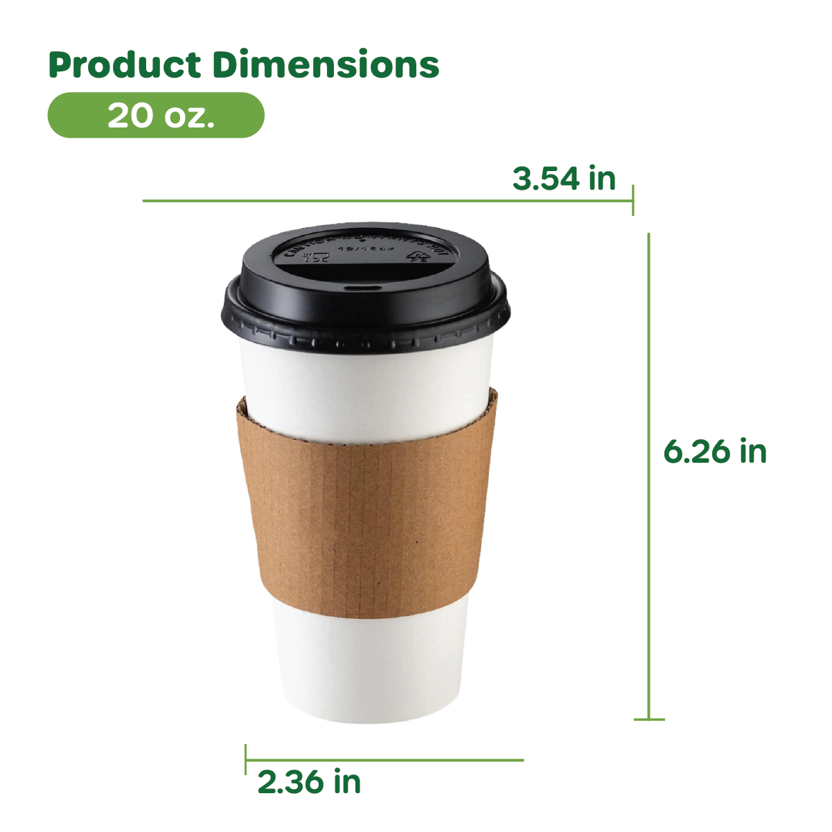 [Case of 300] 20 oz. Disposable Coffee Cups with Lids, Sleeves, Stirrers - To Go Paper Hot Cups