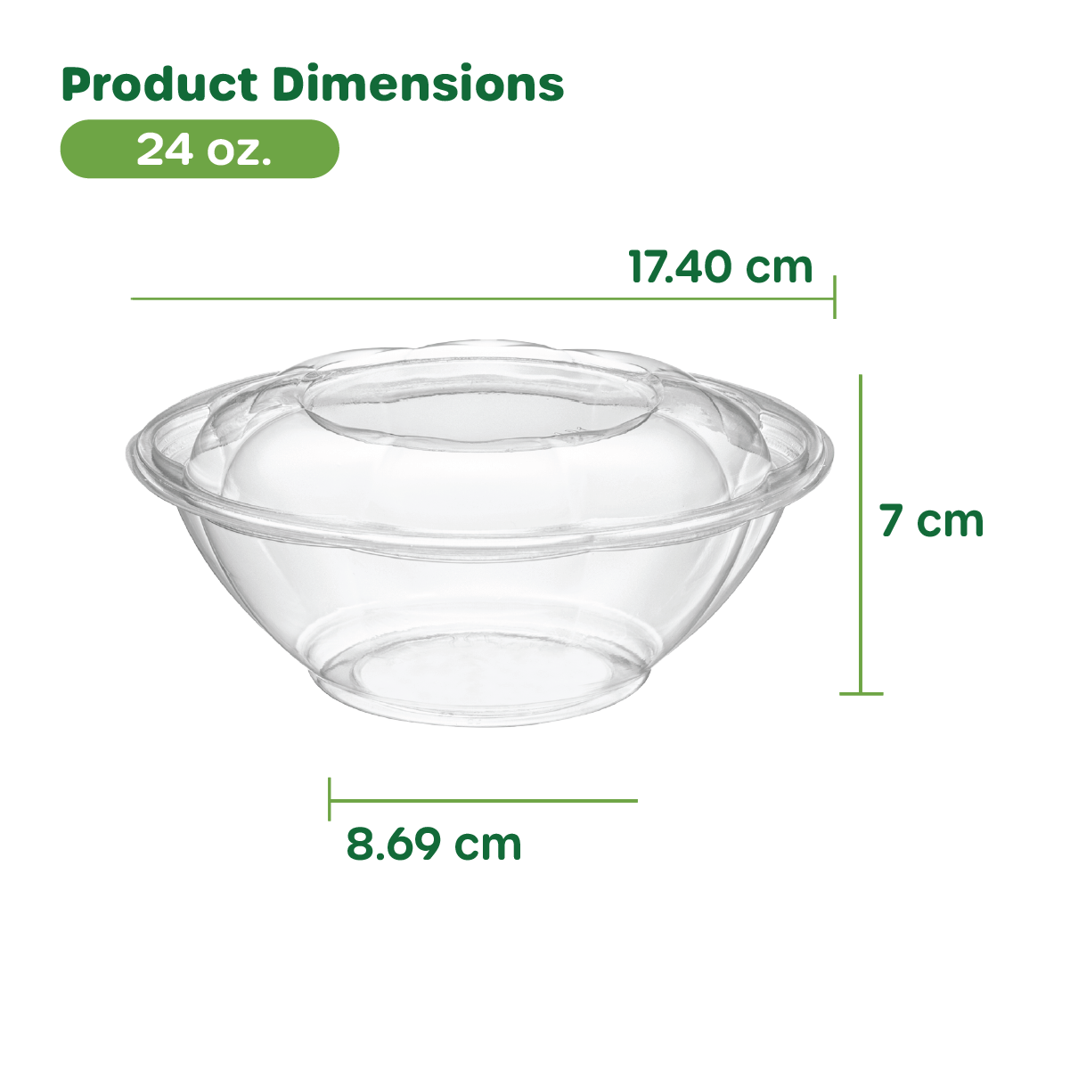 [Case of 150] 24 oz. Plastic Salad Bowls To-Go With Airtight Lids