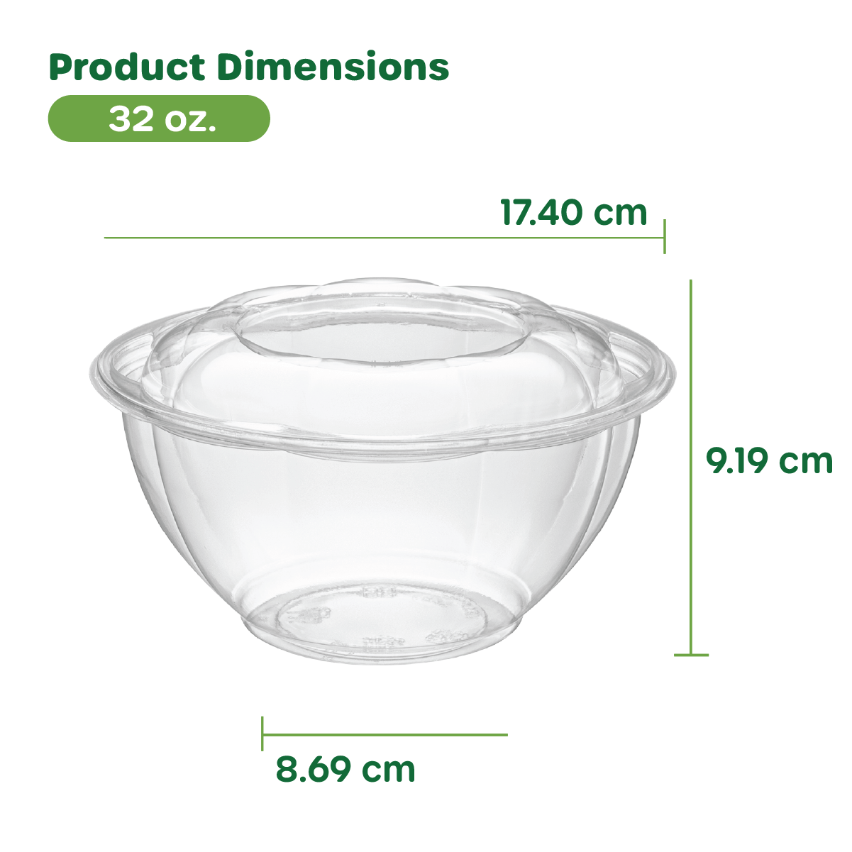 32 oz. Plastic Salad Bowls To-Go With Airtight Lids, Salad Containers