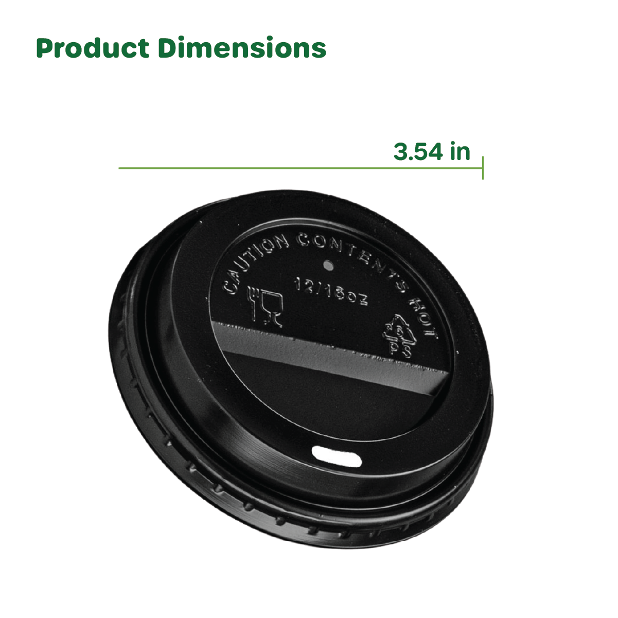 [Case of 1000] Disposable Plastic Dome Lids for 10, 12, 16, & 20 oz. Paper Hot Coffee Cup - Black