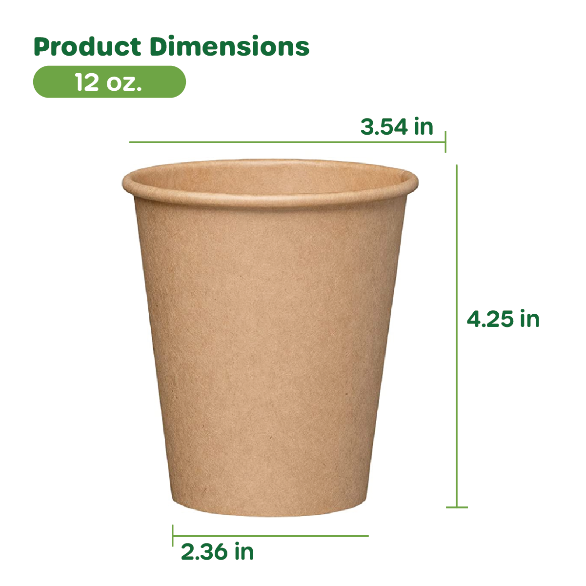 [12 oz.] Kraft Paper Hot Coffee Cups - Unbleached