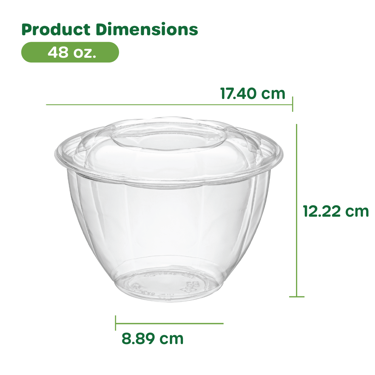 [Case of 150] 48 oz. Plastic Salad Bowls To Go With Airtight Lids