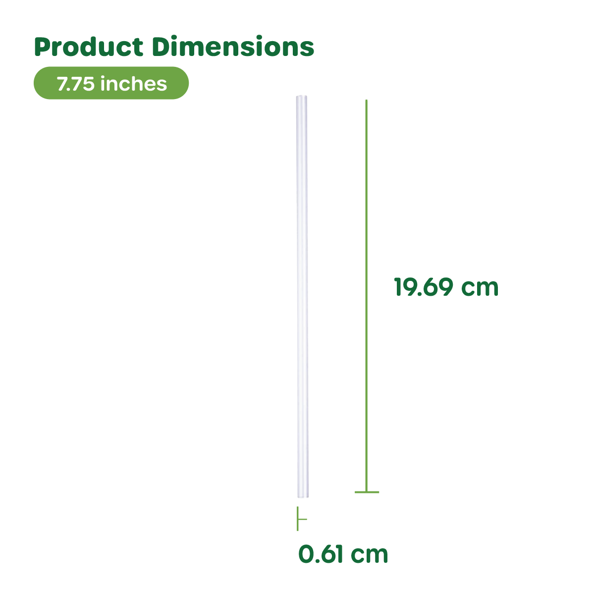 Disposable Plastic Drinking Straws - 7.75" High - Clear