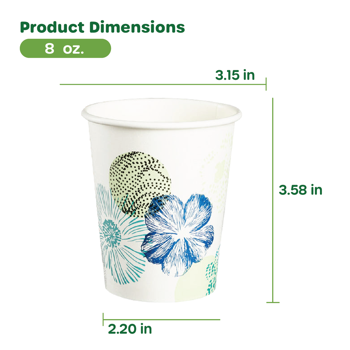 8 oz. All Purpose Everyday Disposable Floral Design Paper Drinking Cups