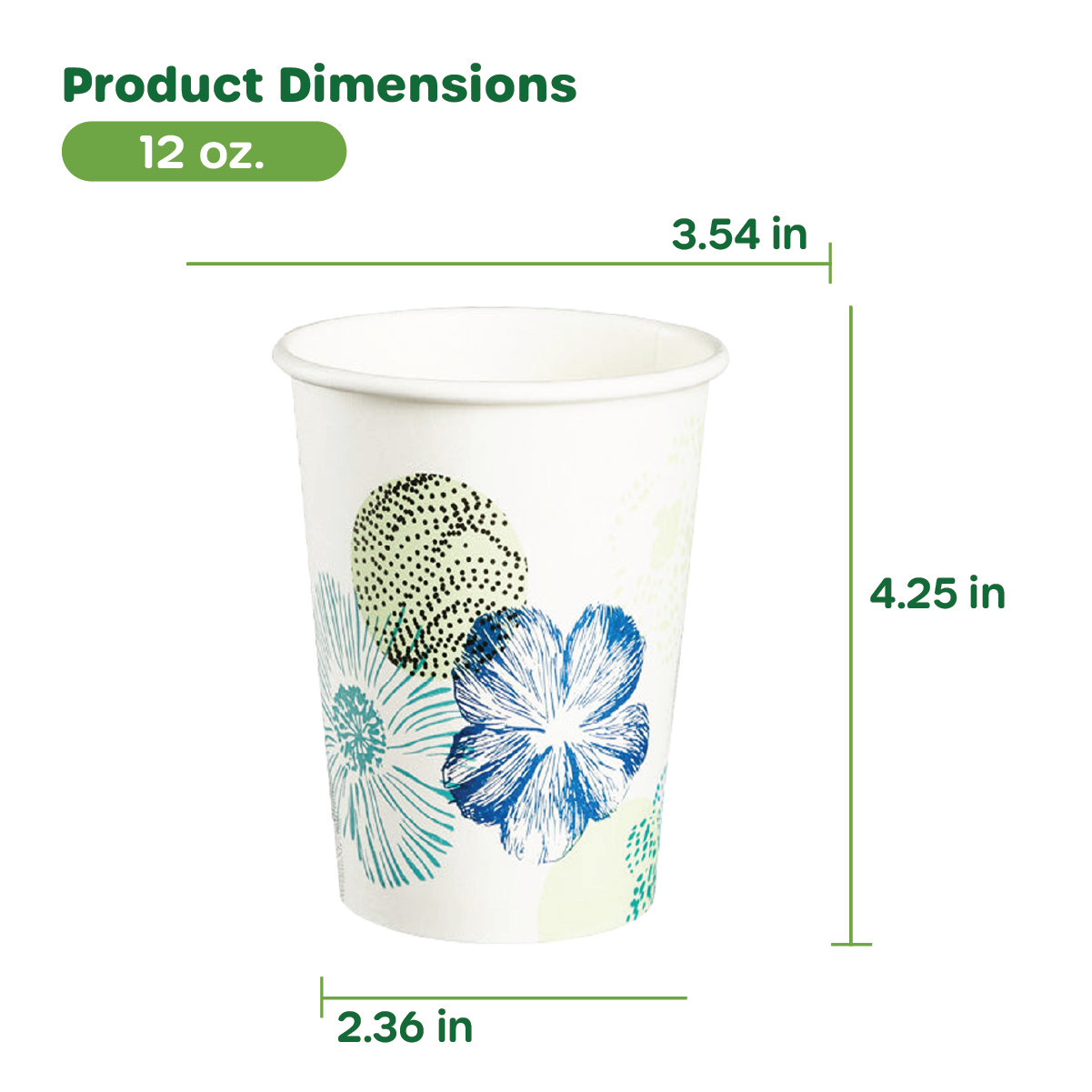 12 oz. All Purpose Everyday Disposable Floral Design Paper Drinking Cups