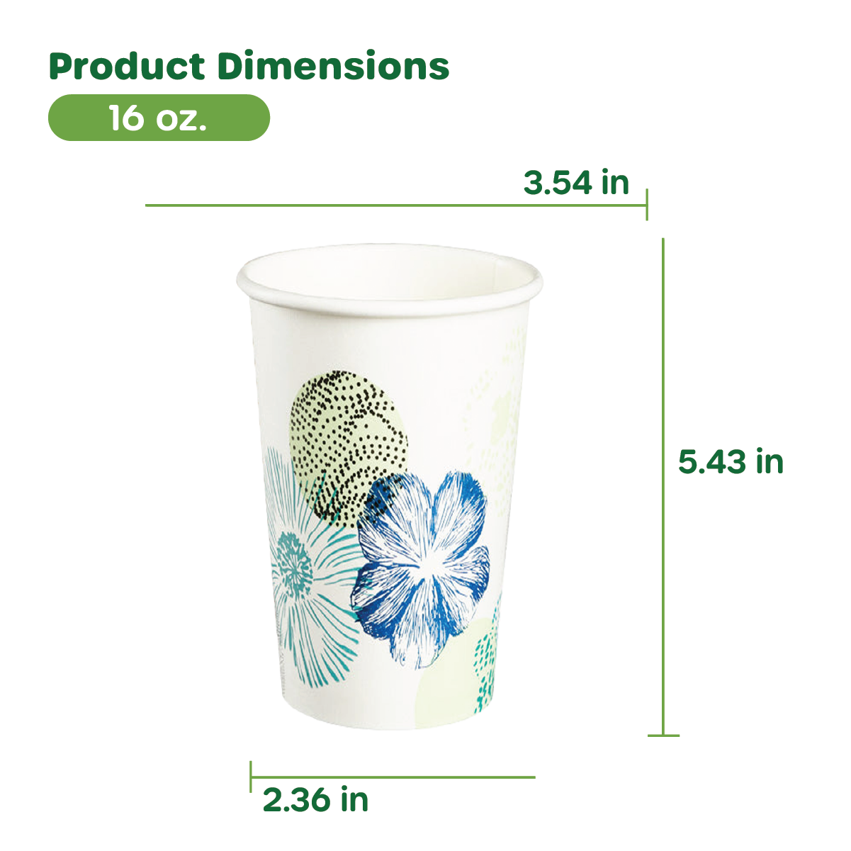 [Case of 1000] 16 oz. All Purpose Everyday Disposable Floral Design Paper Drinking Cups