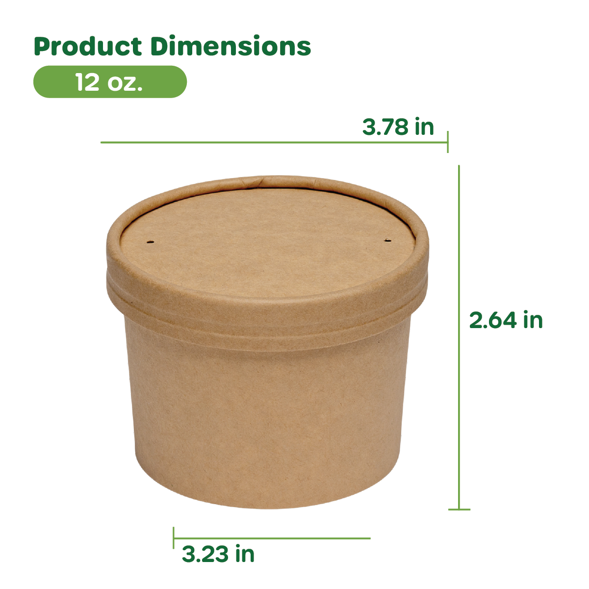 [Case of 250] 12 oz. Paper Food Containers With Vented Lids, To Go Hot Soup Bowls, Disposable Ice Cream Cups, Kraft