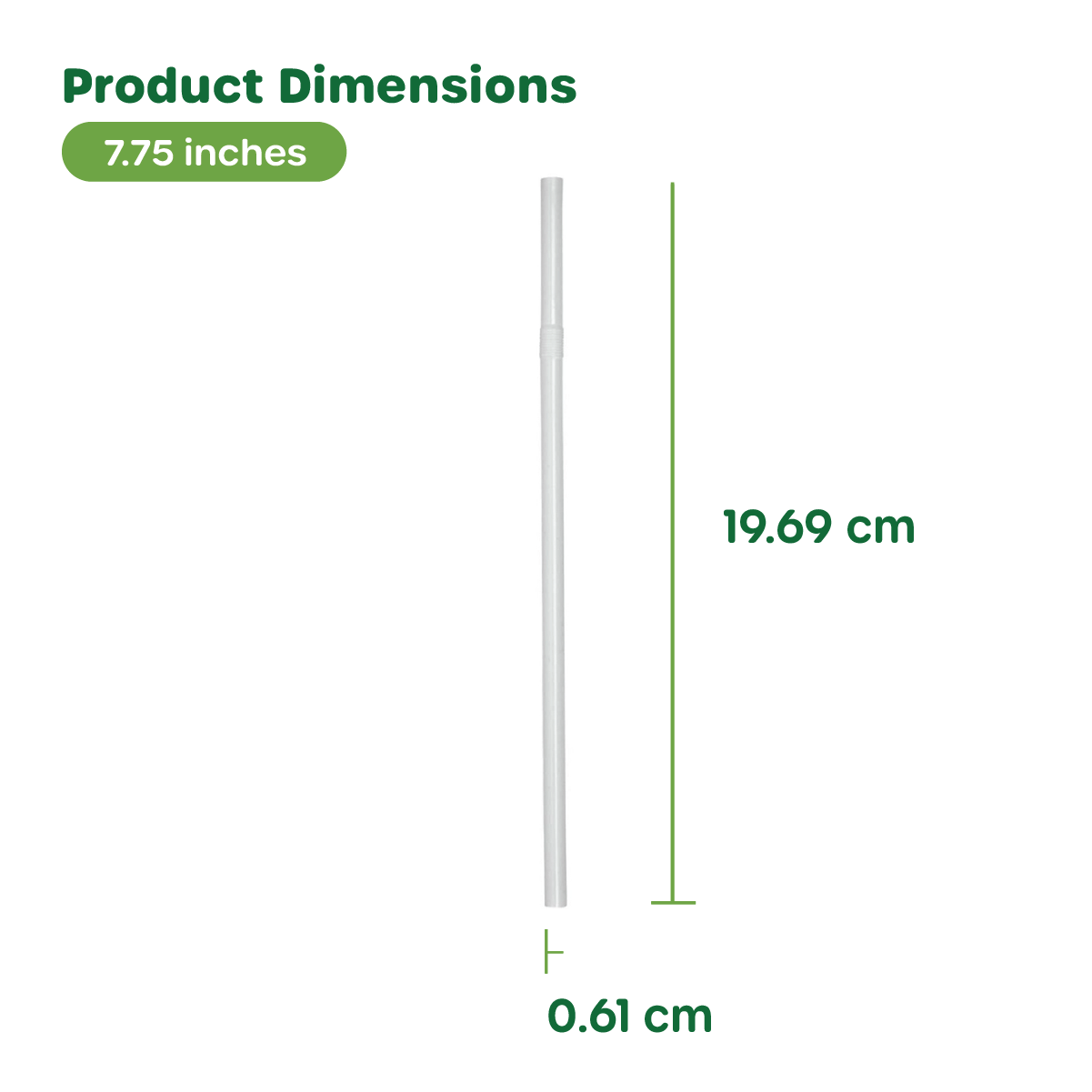 [Case of 9120] - Individually Wrapped 7.75 Inch White Plastic Flexible Straws