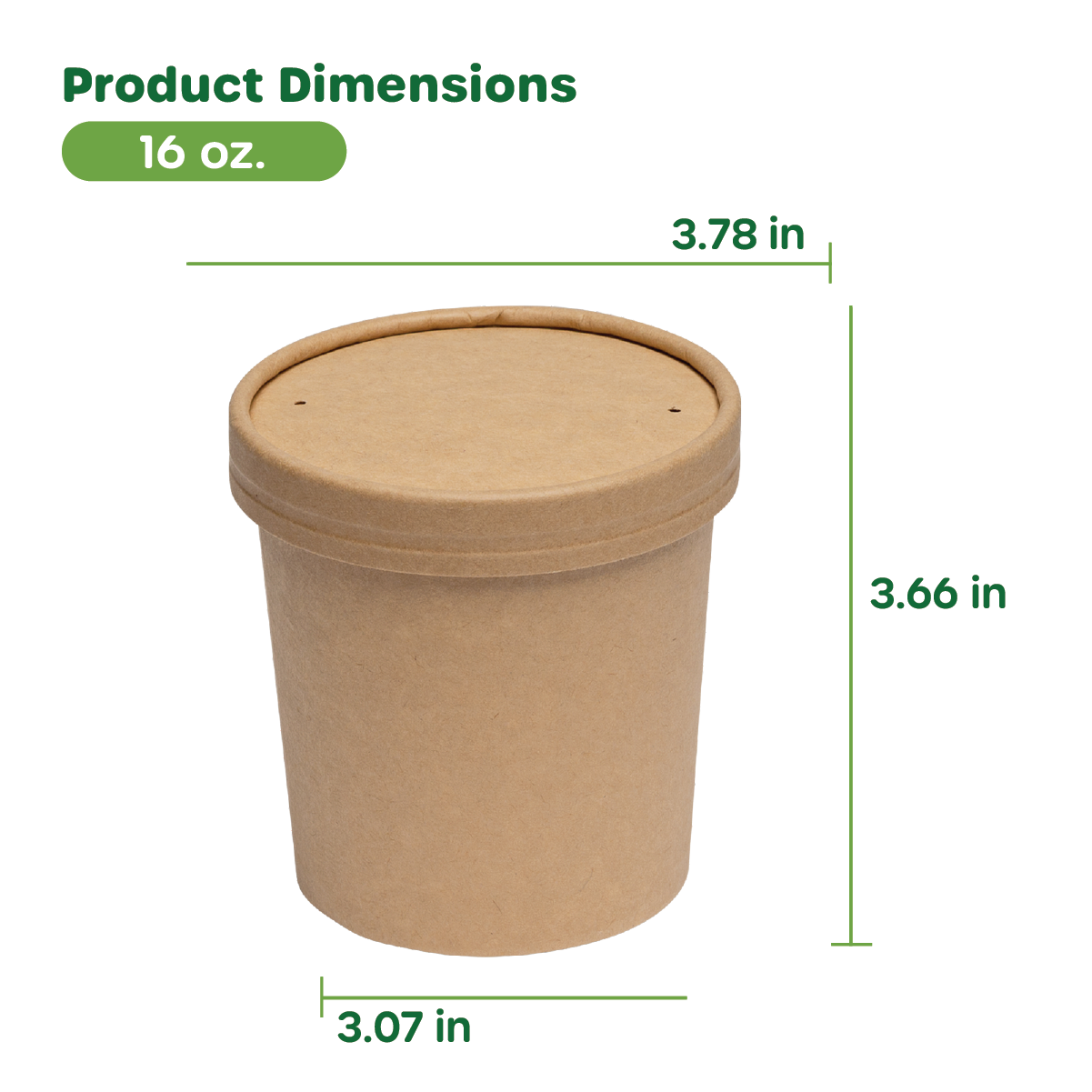 16 oz. Paper Food Containers With Vented Lids, To Go Hot Soup Bowls, Disposable Ice Cream Cups, Kraft