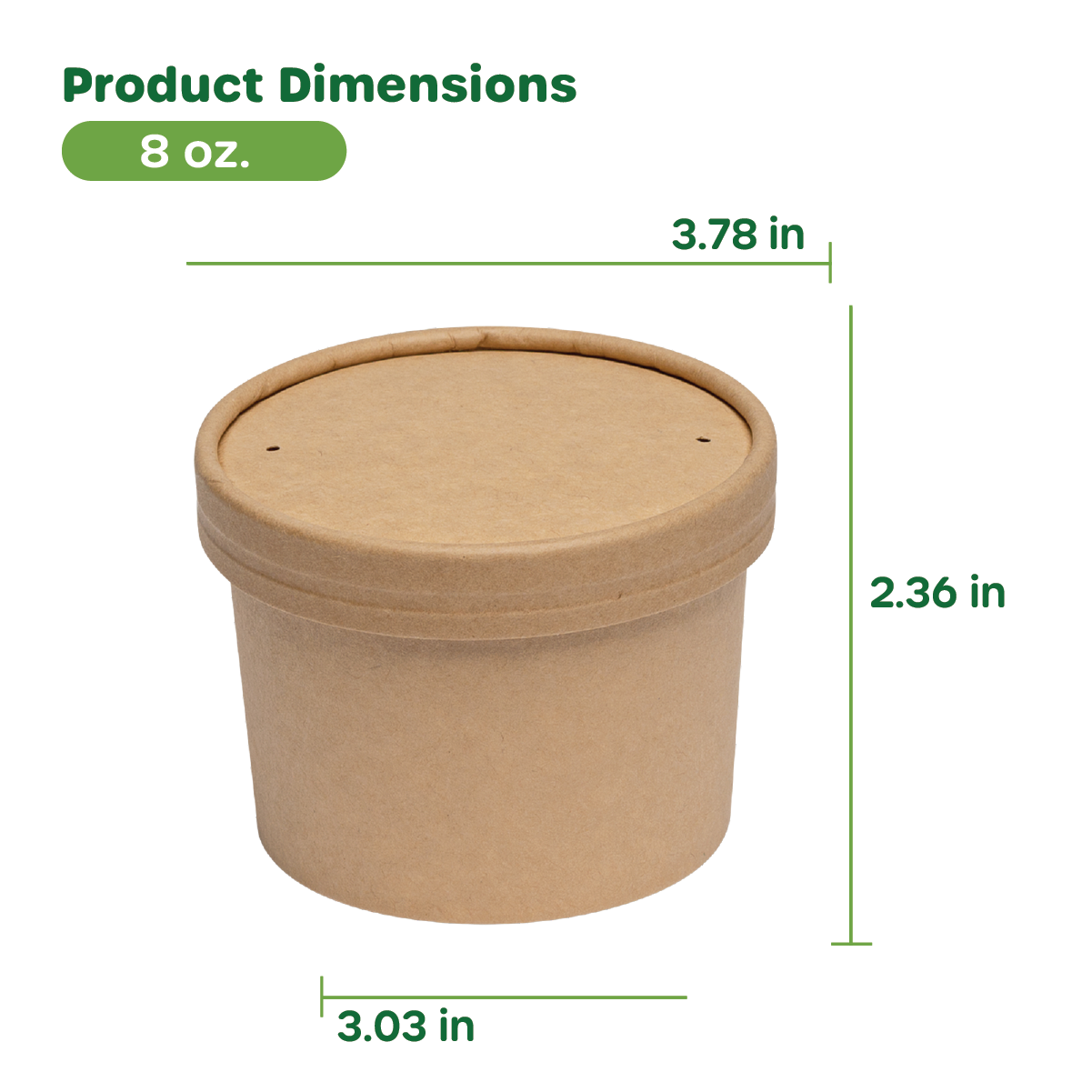 [Case of 250] 8 oz. Paper Food Containers With Vented Lids, To Go Hot Soup Bowls, Disposable Ice Cream Cups, Kraft