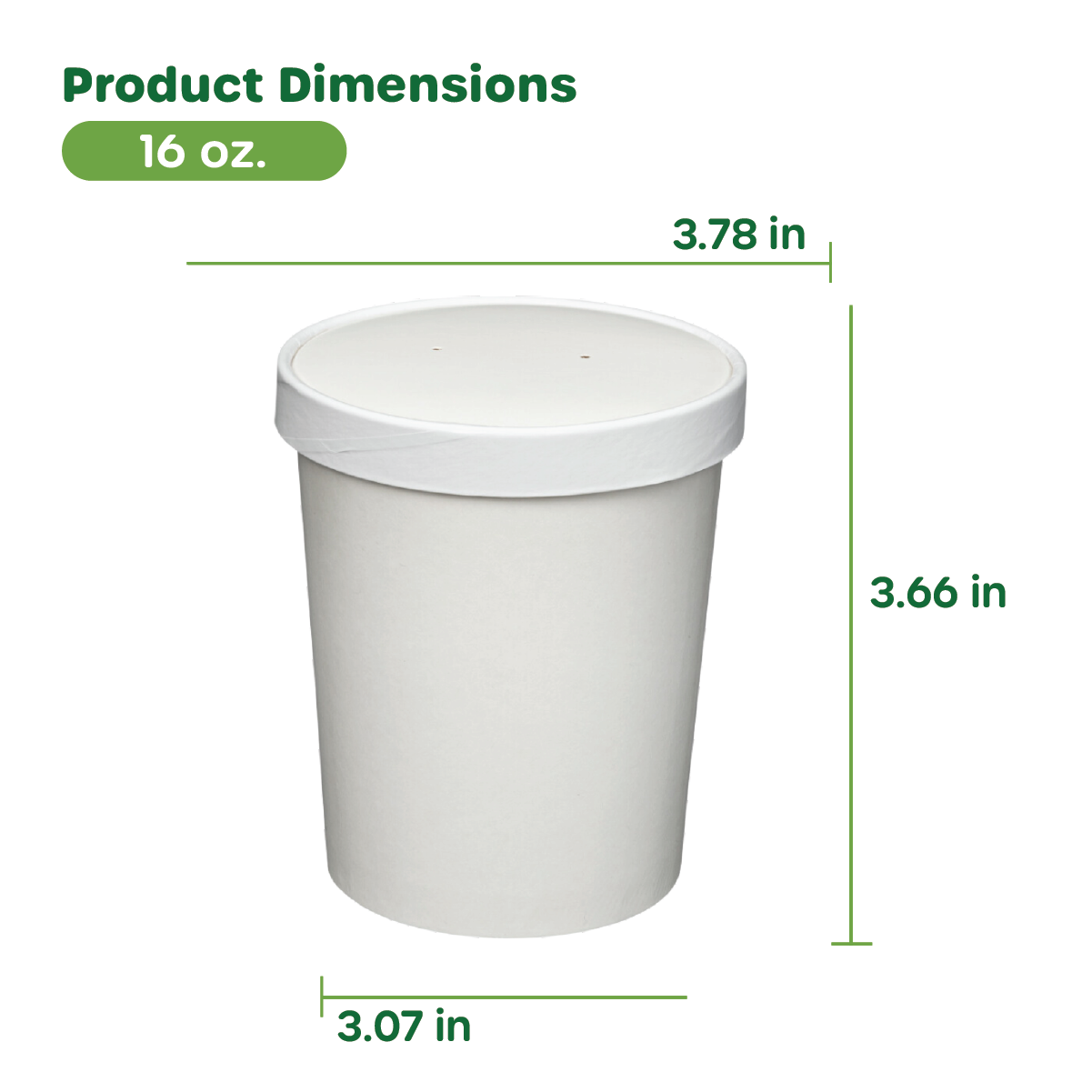 [Case of 250] 16 oz. Paper Food Containers With Vented Lids, To Go Hot Soup Bowls, Disposable Ice Cream Cups, White