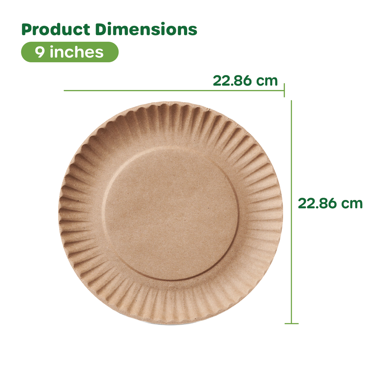 [Case of 1200] Disposable Kraft Uncoated Paper Plates, 9 Inch Large- Unbleached