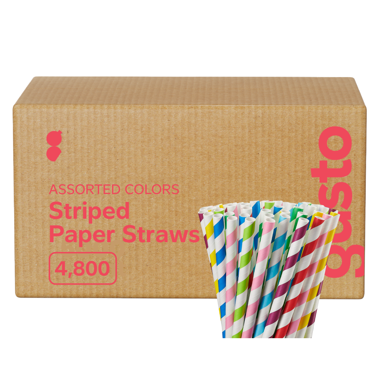 [Case of 4800] Jumbo Paper Smoothie Straws,100% Biodegradable - Assorted Colors