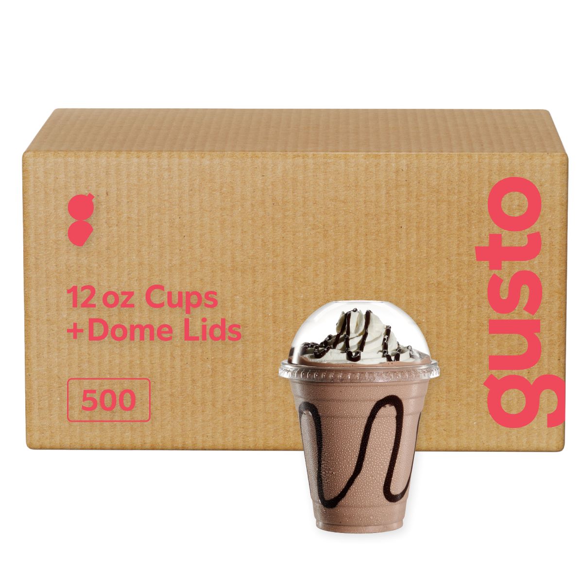 [Case of 500] 12 oz. Plastic Cups with Dome Lids