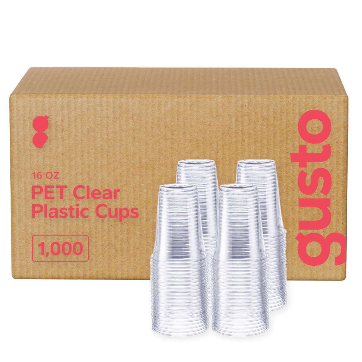 [Case of 1000] 16 oz. Crystal Clear PET Plastic Cups