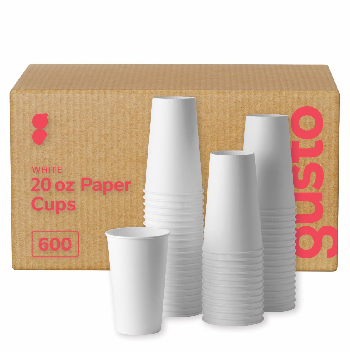 [Case of 600] 20 oz. White Paper Hot Cups Coffee & Tea Cups