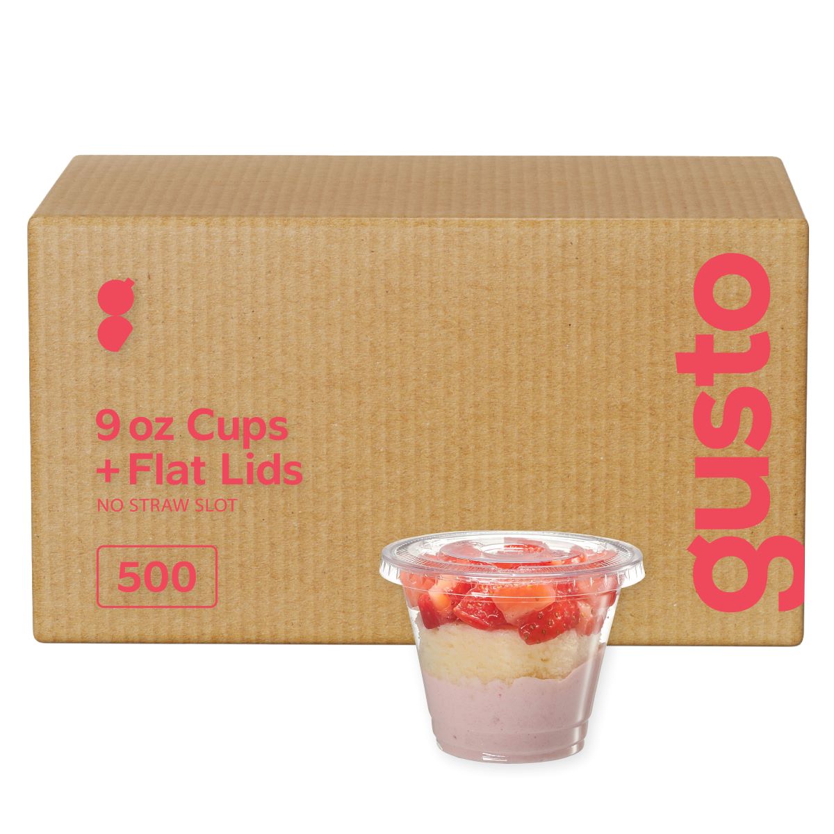 [Case of 500] 9 oz. Clear Plastic Cups With No Hole Flat Lids