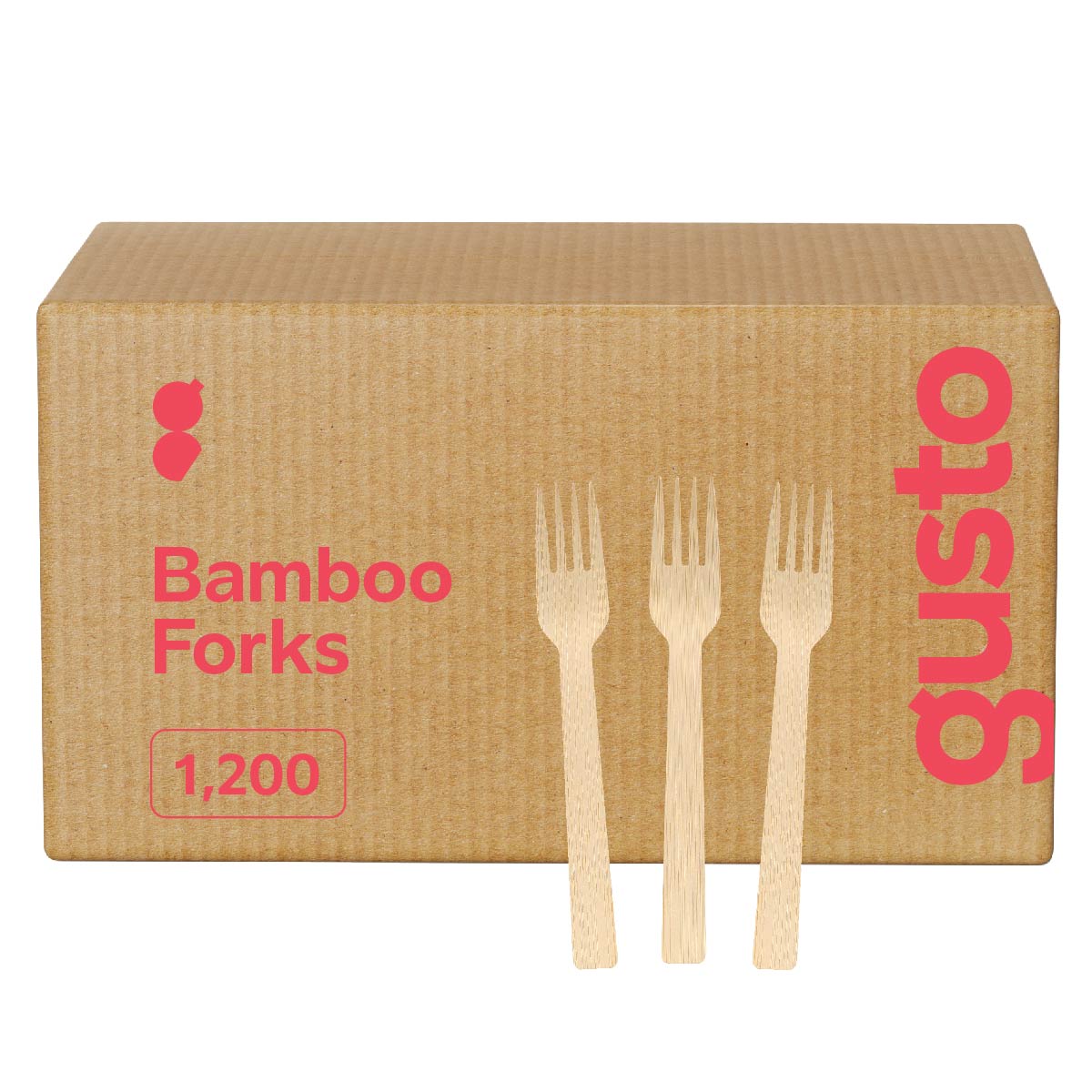 GUSTO [100 Count] Natural Bamboo Disposable Forks - Biodegradable and Eco-Friendly Utensils for Outdoors, Parties, and Events