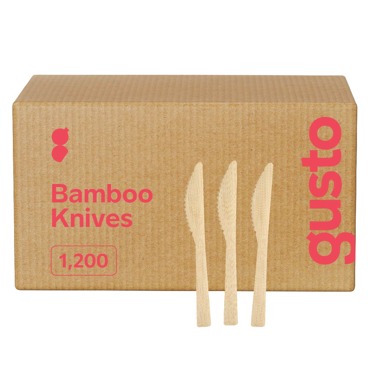 GUSTO [100 Count] Natural Bamboo Disposable Knives - Biodegradable and Eco-Friendly Utensils for Outdoors, Parties, and Events