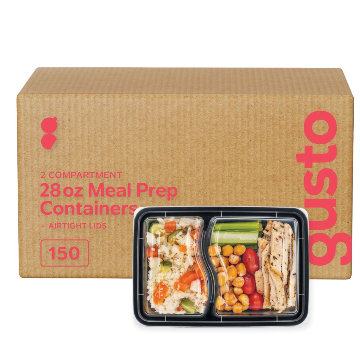 28 oz - 3 Compartment Reusable Meal Prep Containers with Lids