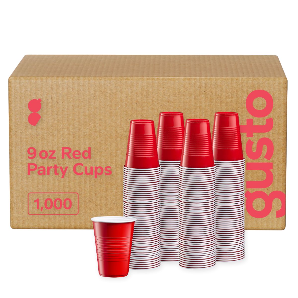 [Case of] Disposable Party Plastic Cups 9 oz. Red Drinking Cups