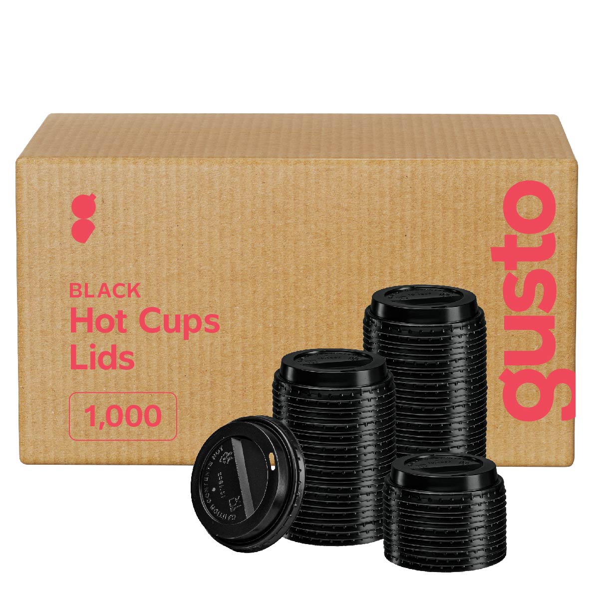 [Case of 1000] Disposable Plastic Dome Lids for 10, 12, 16, & 20 oz. Paper Hot Coffee Cup - Black