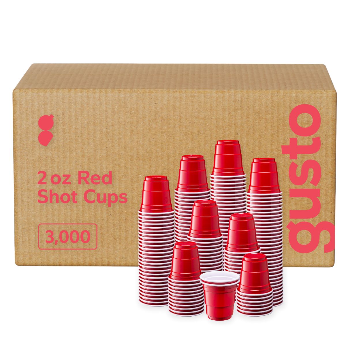 [Case Of] 2 oz. Mini Plastic Shot Glasses - Red Disposable Jello Shot Cups