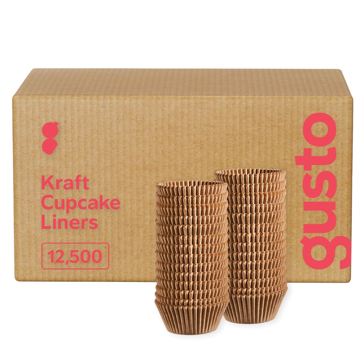 [Case of 12500] Standard Size Kraft Cupcake Liners, Food Grade & Grease-Proof, Baking Cups