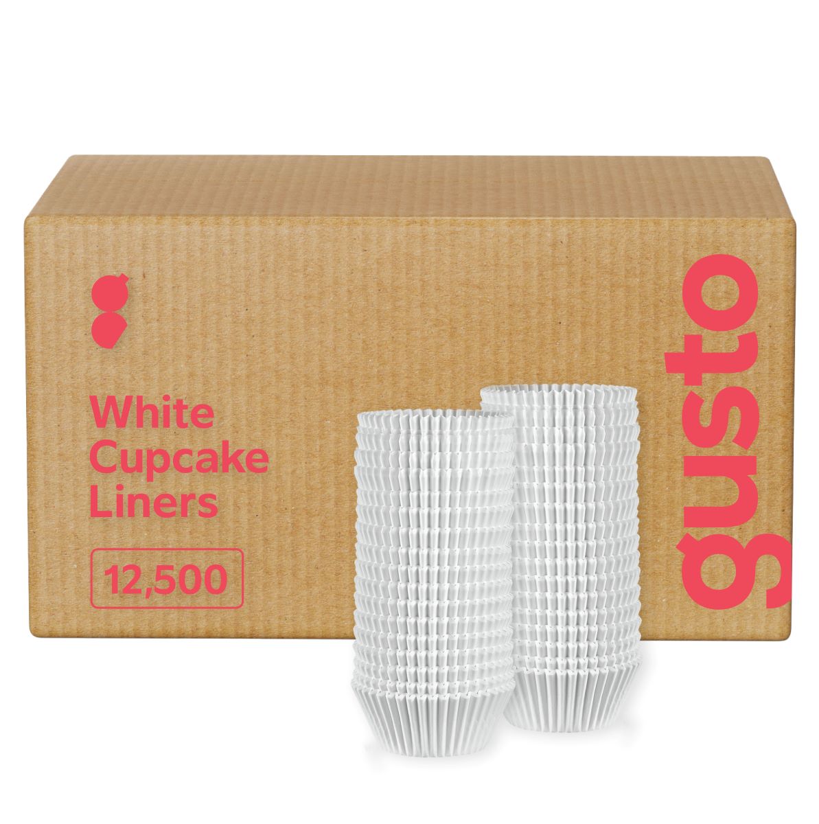 [Case of 12500] Standard Size White Cupcake Liners, Food Grade & Grease-Proof, Baking Cups