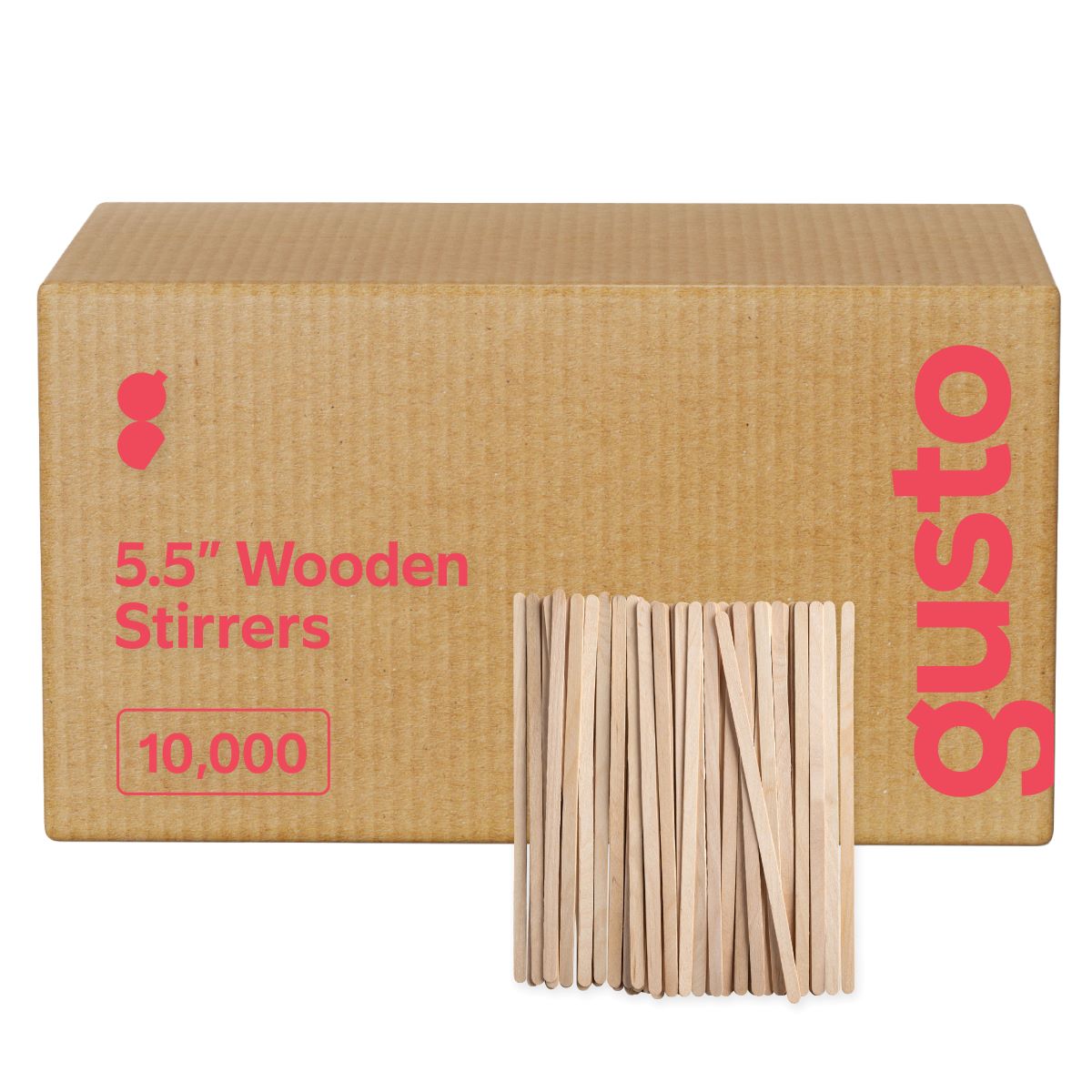 [Case of 10,000] 5.5 Inch Wooden Coffee Stirrers - Wood Stir Sticks