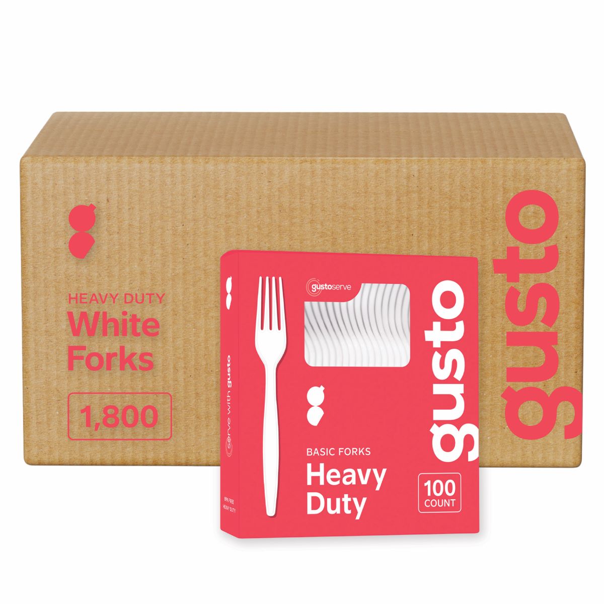 [Case of 1800] Heavy Duty Disposable Basic Plastic Forks - White