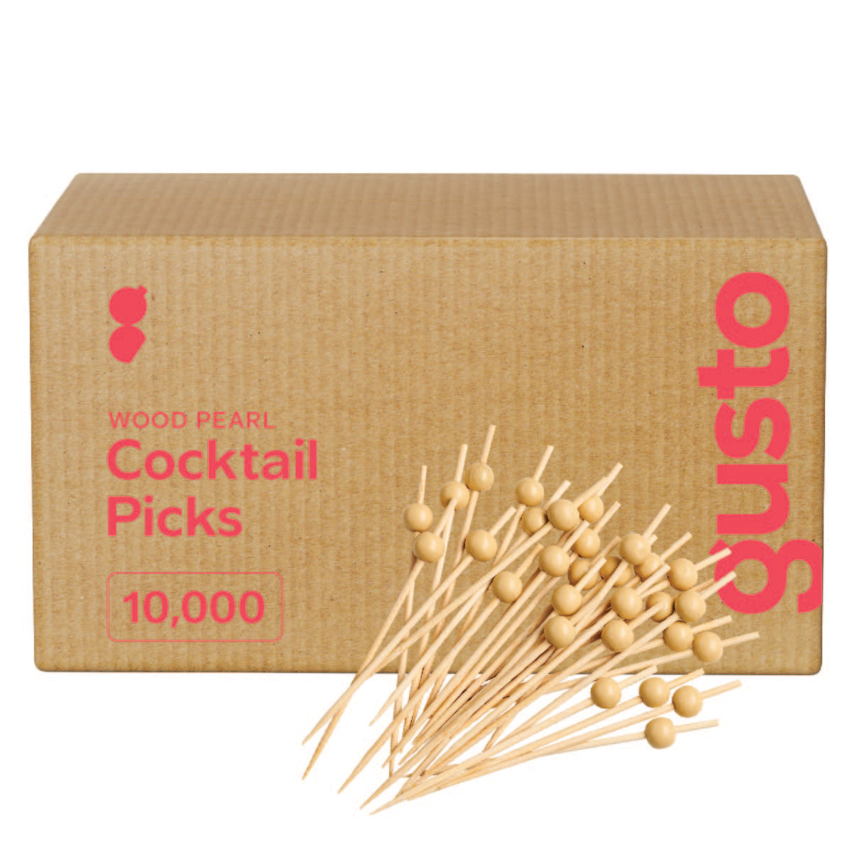 GUSTO [200 Count] Cocktail Picks & Food Toothpicks - 4.7 Inch Wooden Pick Skewers for Drinks & Appetizers - Fancy Wooden Pearl Picks…