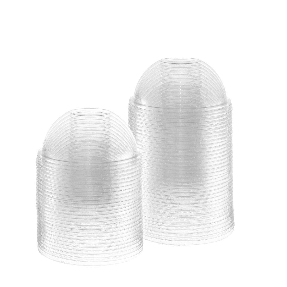 [100 Count] Crystal Clear 98mm No hole Dome PET Plastic Lids for 12, 16, 20 & 24 oz. Milkshake Cups