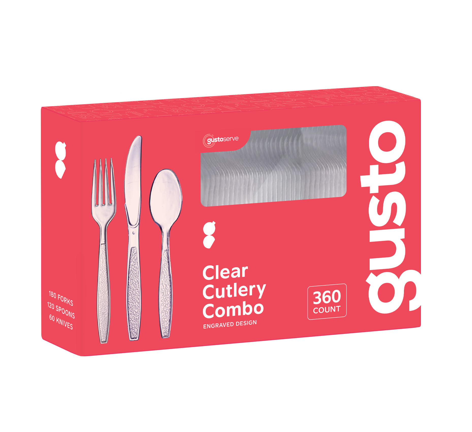 Clear Heavyweight Disposable Plastic Cutlery Combo Box