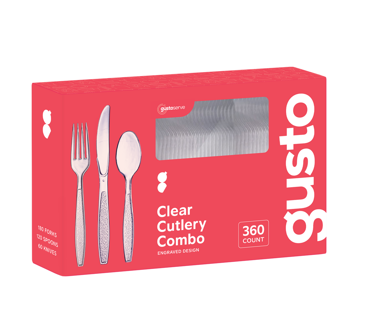 1440ct Clear Heavyweight Disposable Plastic Cutlery Combo Pack - Comfy Package