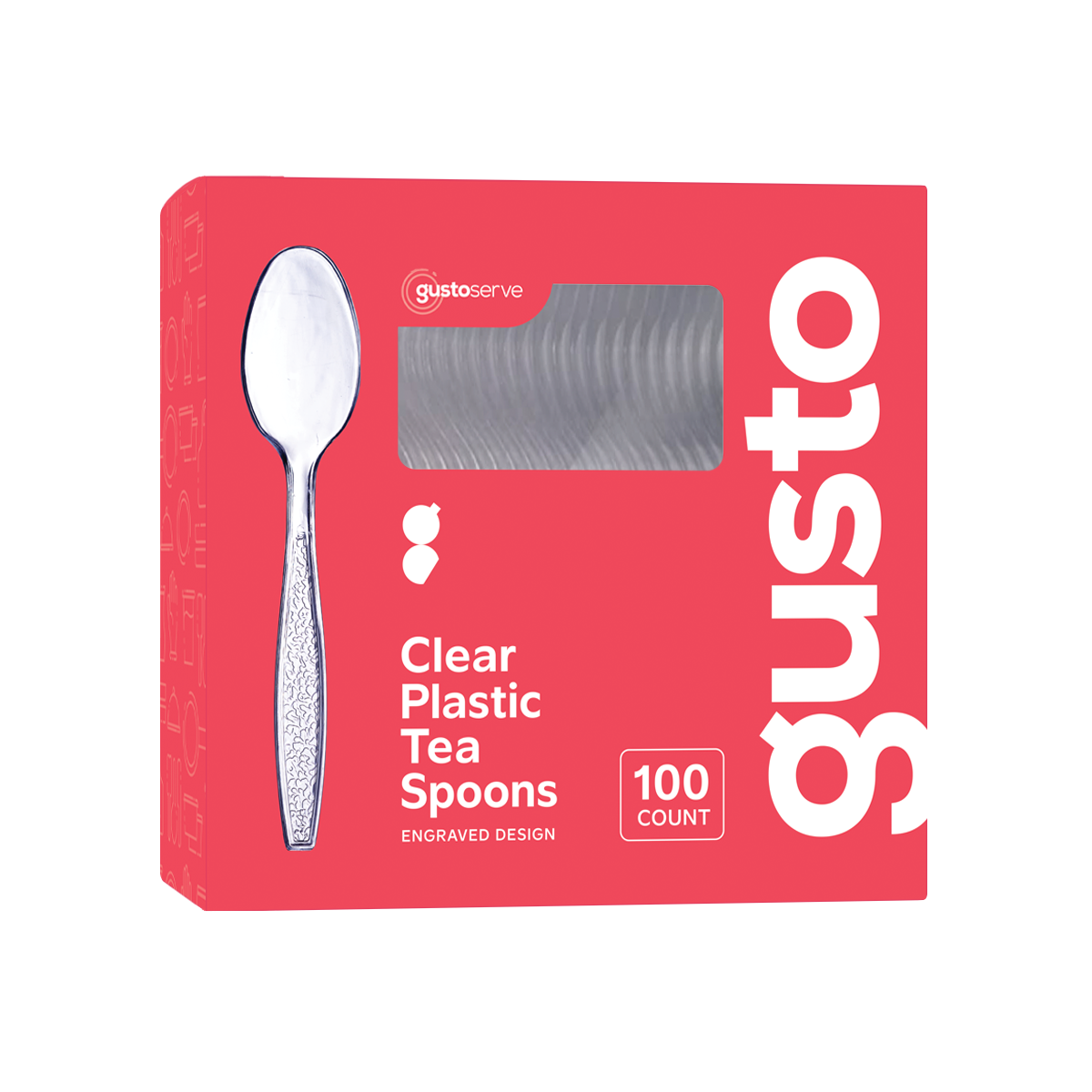 1000ct Heavyweight Disposable Clear Plastic Tea Spoons Engraved - Comfy Package