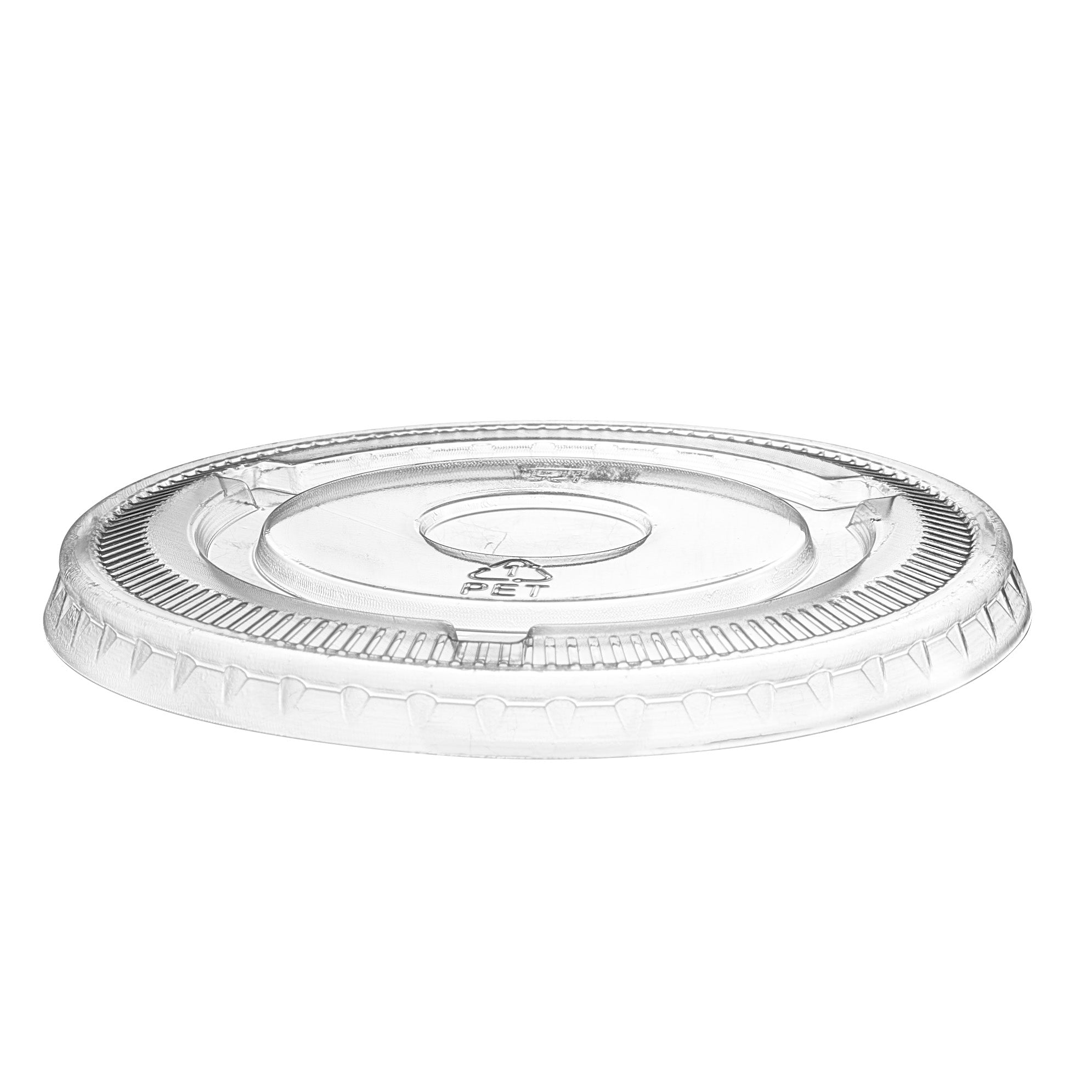 [100 Count] Crystal Clear 98mm No hole Flat PET Plastic Lids for 12, 16, 20 & 24 oz. Milkshake Cups