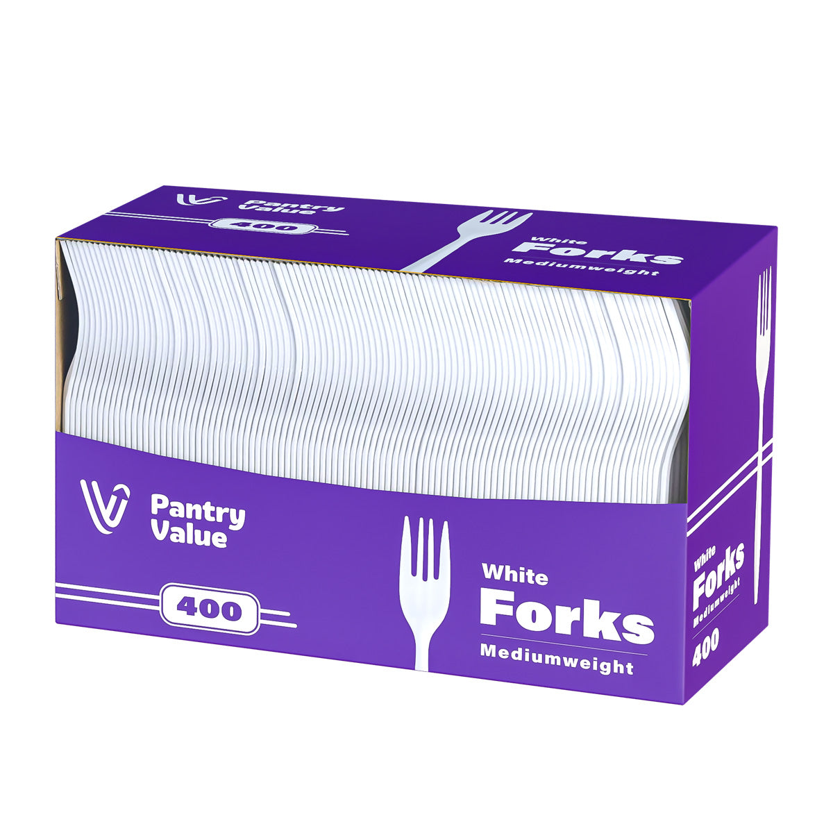 Pantry Value 400 Light-Weight White Disposable Plastic Forks