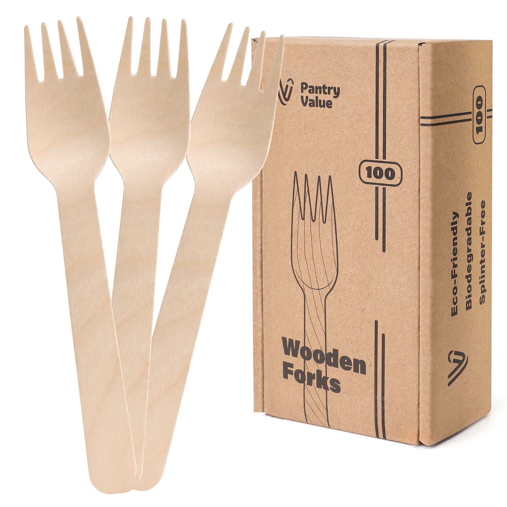 1200ct Natural Bamboo Forks - Pantry Value