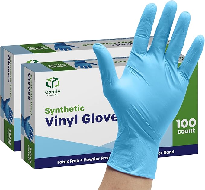 200ct Synthetic Vinyl Blend Disposable Plastic Gloves - Medium