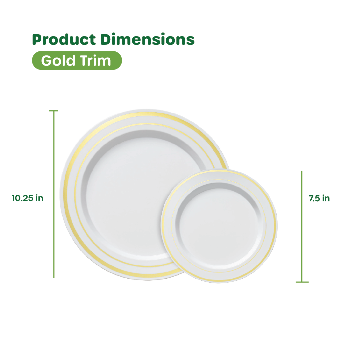 Combo Gold Trim Plastic Plates - Premium Heavy-Duty Disposable 10.25" Dinner Party Plates and Disposable 7.5" Salad Plates